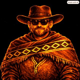Pixel art avatar of askkemp in a spaghetti-western style
